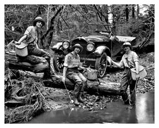 RAGAZZE PESCA A MOSCA QUASI AUTO D'EPOCA STUDEBAKER 1919 FOTO 8X10