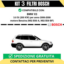 KIT BOSCH 3 Filtri tagliando per BMW X3 3.0 Si 200 kw Benzina 2006-2008