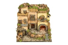 Presepe Borgo napoletano stile 700 con luci led e forno 30x40x36 cm