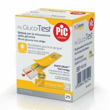 Pic GlucoTest 25 strisce scadenza 24/03/2027 misurazione glicemia Gluco-Test