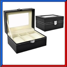 Scatola Box Cofanetto Con Vetrina Porta Orologi 3 Posti per Orologio Custodia