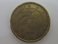 MONETA DA 20 centesimi di euro CERVANTES spagna 1999 RARA