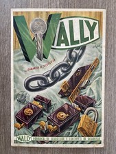 locandina Cartonato 1950,WALLY Fabbrica serrature,lucchetti di sicurezza Chiave