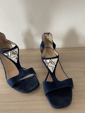 Sandali Blu Scamosciato Con Swarowski Numero 39 Donna Eleganti Matrimonio Laurea