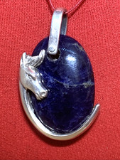 CIONDOLO OTTAVIANI VINTAGE IN ARGENTO E PIETRA DI LAPIS CON TESTA DI CAVALLO