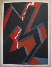 Disegno Olio Jean Cuillerat 1927/1998 - Composizione Geometrica