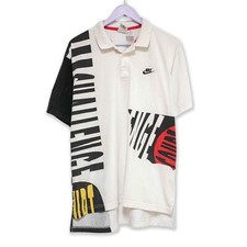 Polo Nike Vintage Challenge Court bianca e nera stampa all over - Taglia M/L uom