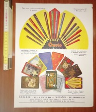 Pubblicità da rivista d'epoca, Penne Onoto e Carte da gioco SIBAR 1931
