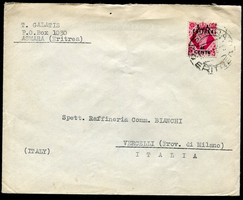 Eritrea 1950 lettera viaggiata - lettera,