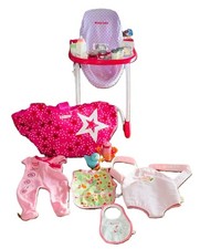 Lotto 16 pezzi seggiolone American Girl Bitty’s ~ cibo, porta bambole/borsa e altro
