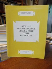 STORIA E INTERPRETAZIONE DEGLI ANTICHI TESTI EUCARISTICI -UNIVERSITA' DI GENOVA