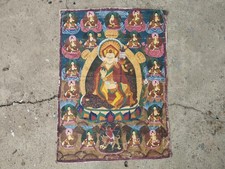 ANTICO THANGKA TIBET-NEPAL BRIS-TAN POSIZIONI YOGA DIPINTO A MANO SU TELA 60X44