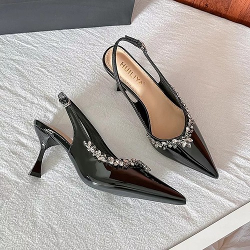 Decolte nero vernice slingback - nero,