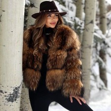 Cappotto donna lusso vera pelliccia di procione scialle giacca corta naturale caldo spesso outwear