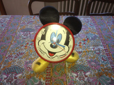 SVEGLIA OROLOGIO MICKEY MOUSE TOPOLINO DISNEY ANNI 80 VINTAGE PLASTICA E TESSUTO