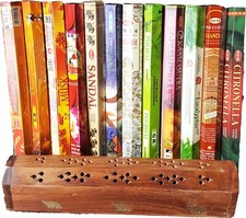 12 fragranze miste di incensi INDIANI con scatola brucia e porta incensi