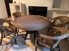 Vendo tavolo da pranzo e sedie in vimini rattan bambù boho chic - 5 pezzi