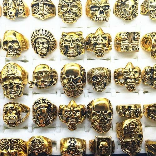 Anello teschio gotico punk - teschio,