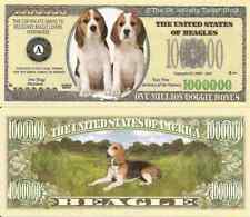 Beagle Dog Puppy One Million Dollar Bills x 2 New Gift