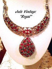 COLLANA VINTAGE PERSIANO PRIMO 900 RUBINI-OPALI,LEGA ARGENTO-ORO BIANCO:PREZIOSA