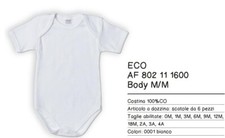 6 BODY NEONATO BAMBINO ELLEPI ART. 802 MANICA CORTA IN 100% COTONE