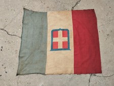 ANTICA BANDIERA ITALIANA SABAUDA MOLTO VISSUTA SENZA BASTONE cm.80 X 70