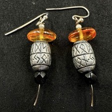 Amber & Obsidian Earrings –