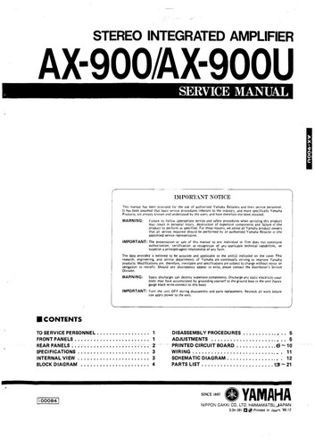 Manuale servizio per yamaha - manuale,