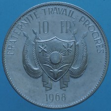 NIGER 10 FRANCHI 1968 ARGENTO SILVER MONETA COIN CURRENCY NUMISMATICA