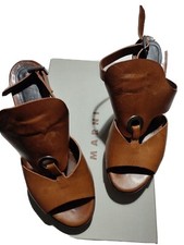 Sandalo Marni Cuoio Marrone Tg 39 Con Tacco E Plateau In Legno. Come nuovo.