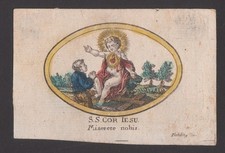 Antica stampa devozionale XVIII sec – Sacro Cuore di Gesù - Santino I010