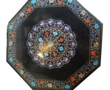 36 " Marmo Nero Tavolo Top Pietre Semi Preziose Inserto Lavoro Arredo Casa