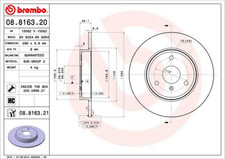 COPPIA DISCHI FRENO BREMBO 08.8163.21  per SMART CABRIO (450), CITY-COUPE (450),