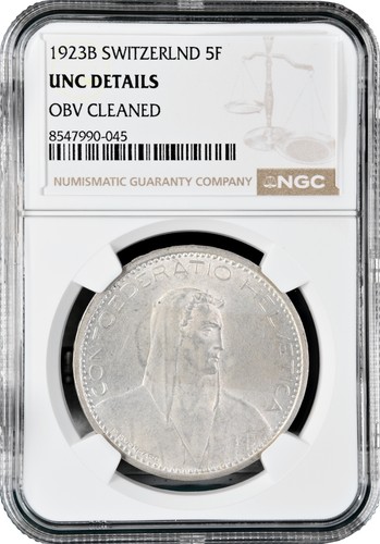 Svizzera franchi 1923 ngc - 1923, b,