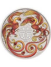 DOUBLE PHOENIX MYTHS & LEGENDS rosso e oro 1 oz moneta argento 1 $ Australia 2025