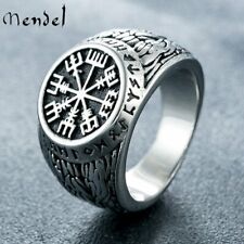 Anello uomo nordico vichingo runa vegvisir bussola acciaio inox misura 7-15