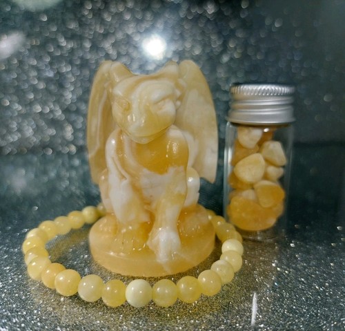 Honey calcite gargoyle - honey, 88.6g