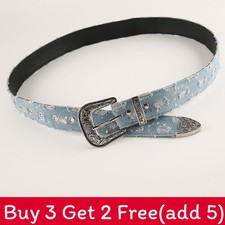 Cintura denim vintage metallo intagliato bule accessorio moda per abbigliamento casual