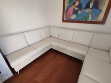 DIVANO IN PELLE BIANCA, FORMA A "U", NUOVO