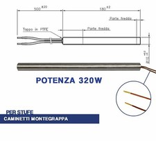 CANDELETTA ACCENSIONE STUFA PELLET RESISTENZA D 10 X 180 320W MONTEGRAPPA (04045