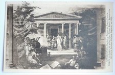 Cartolina Macerata Sanseverino Marche sipario teatro Feronia viaggiata 1924