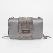 BORSA CLUTCH CON STRISCIA DI STRASS ARGENTO -  Mimi Mua