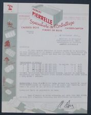 Fattura 1937 PIERRELLE CASSA LEGNO IMBALLAGGIO REIMS bella testa illustrata 28