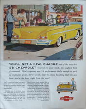 CHEVROLET  NEW V8 OF GENERAL MOTOR Pubblicità 1958  1 pagina originale 1A