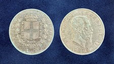 Italy 5 Lire 1872 M Vittorio