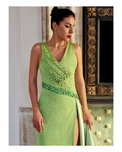 Abito lungo verde donna - lungo,