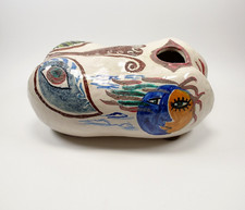 Vaso oblungo vintage in ceramica di Vietri sul Mare manifattura Pinto no Procida