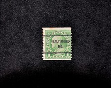 Francobollo Stati Uniti B. Franklin 1 cent soprascritto Baltimore MD usato