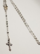 Rosario Crocifiasso Croce Gesù Madonna Maria Collana Unisex argento Antico 925