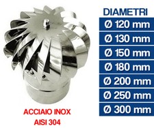 FUMAIOLO CAPPA GIREVOLE ACCIAIO INOX TERMINALE CANNA FUMARIA STUFA CAMINO 16117V